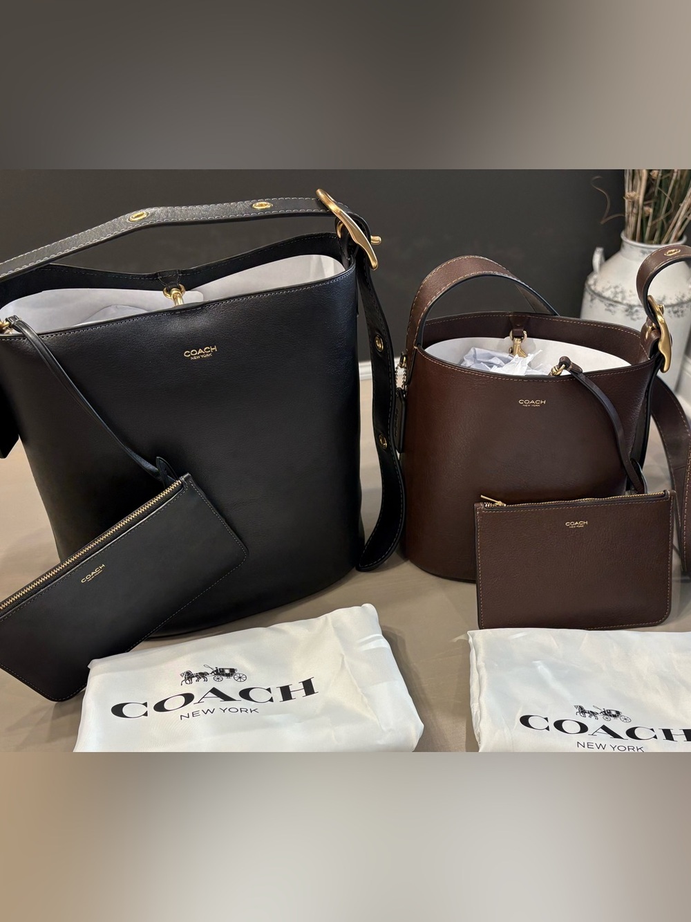 Coach Bleecker Bucket Bag Bundle – Maple & Black | Excellent/New Condition